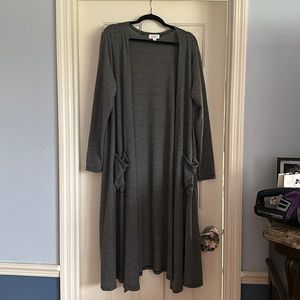 Like New LuLaroe Sarah Black / Grey striped cardigan. Size XL